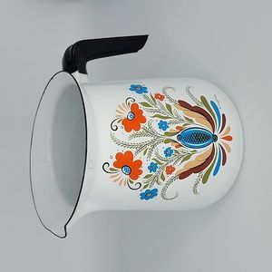 Vintage Enamel Dalmainingar Folk Art Enamel Ware Pitcher by Berggren